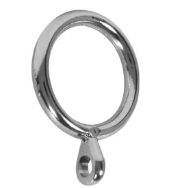 Tessile D'Arredo- 4 anelli cromati con occhiolo per tubo tende diametro 13 mm