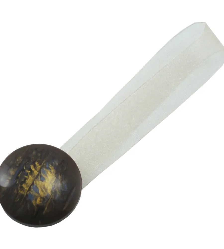 Tessile D'Arredo- 2 clip in plastica striata mm35/24 per arricciare/decorare le tende - colore marrone.