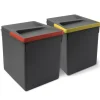 New 2 contenitori per la raccolta differenziata in plastica grigia, 15 lt Raccolta Differenziata