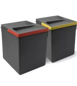 New 2 contenitori per la raccolta differenziata in plastica grigia, 15 lt Raccolta Differenziata