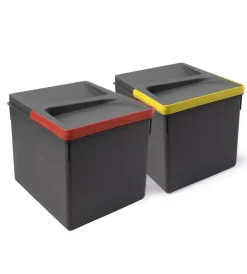 Emuca Raccolta Differenziata|2 contenitori per la raccolta differenziata plastica grigio, 12lt