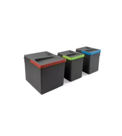 Clearance 3 contenitori per la raccolta differenziata plastica grigia, 1x12 lt 2x6 lt Raccolta Differenziata