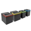 Emuca Raccolta Differenziata|4 contenitori per raccolta differenziata in plastica grigia, 2x12 lt 2x6 lt