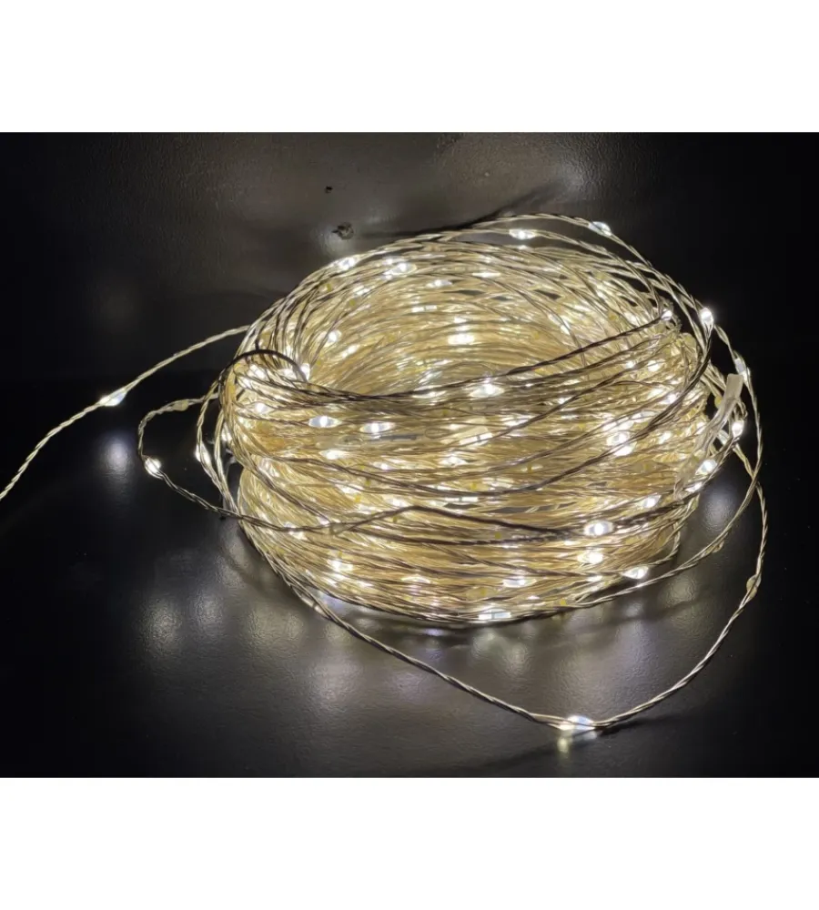 Luci Natalizie- 20 gocce di led a batteria su filo di rame modellabile, bianco caldo