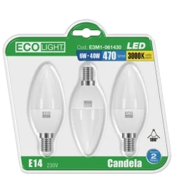Century Lampadine|3 lampadine led 6w luce calda 3000° k - candela