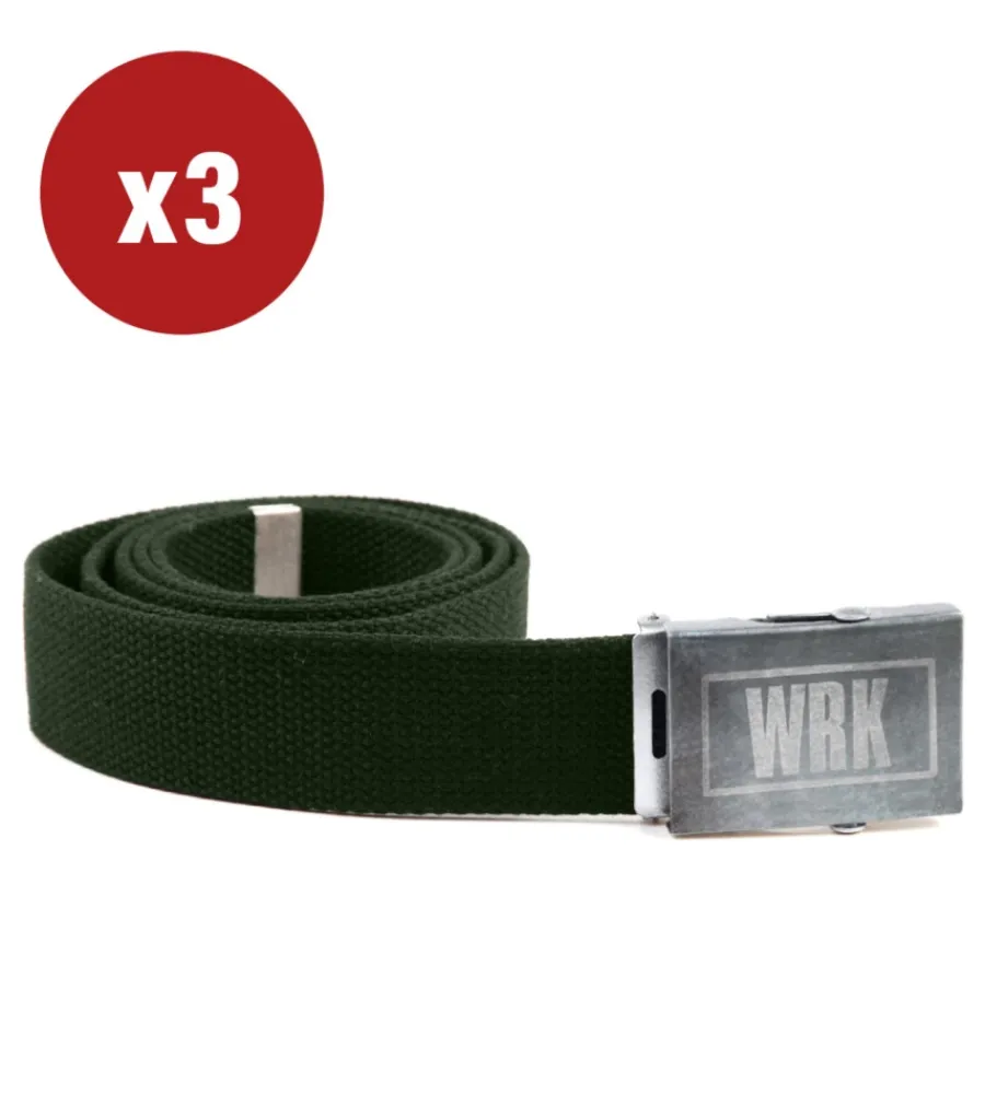 Accessori Abbigliamento|Accessori Abbigliamento-WRK 3 pezzi cintura da lavoro "104" con fibbia in acciaio colore verde militare, tg unica