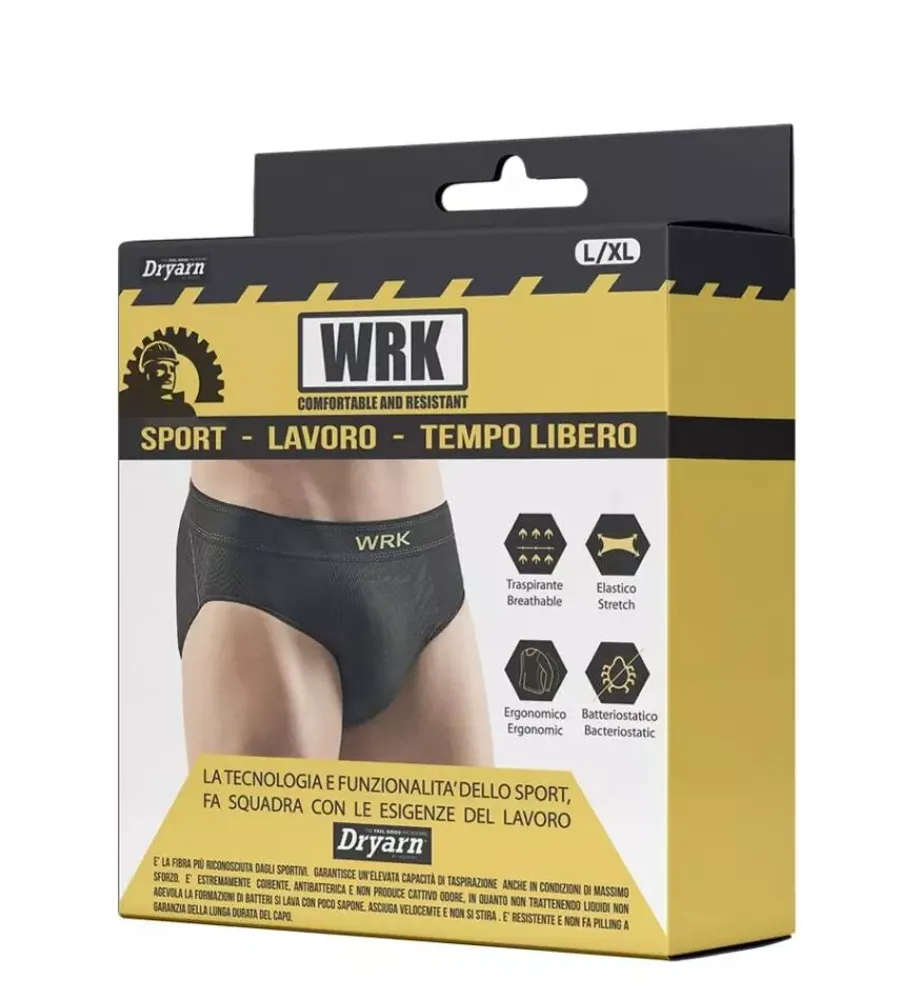 WRK Intimo Tecnico|Intimo Tecnico|3 pezzi slip uomo tecnico "201" in fibra dryarn colore nero, tg xxl -