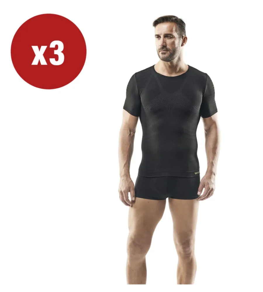 New 3 pezzi t-shirt uomo tecnica "301" colore nero, tg xxl - Intimo Tecnico|Intimo Tecnico