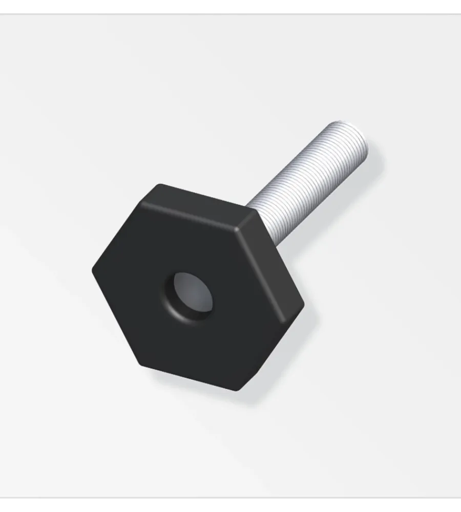 Ferramenta Per Mobili E Infissi-Alfer aluminium 1 piede di regolazione con vite m8 in pvc nero zincato.