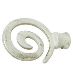 Tessile D'Arredo|2 pomoli avorio oro a spirale terminale per tubo tende diametro 20 mm