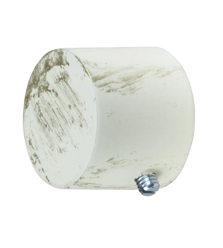 Tessile D'Arredo- 2 pomoli avorio oro a tappo terminale per tubo tende diametro 20 mm
