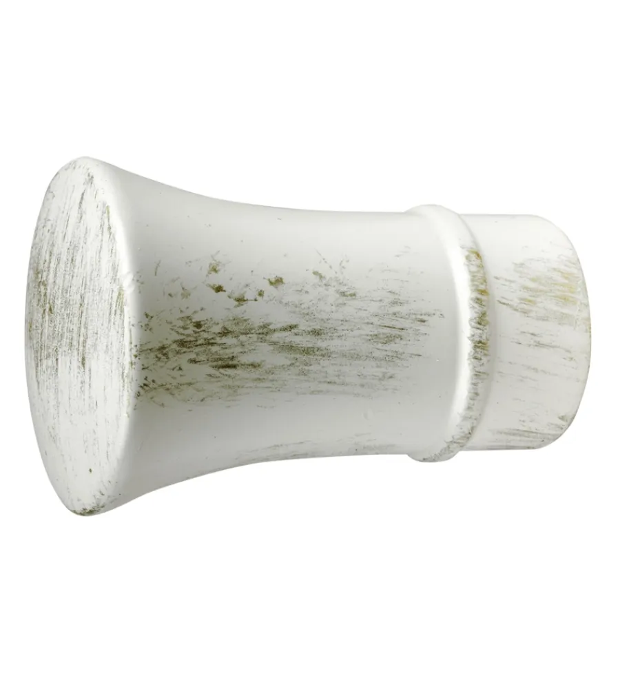Tessile D'Arredo- 2 pomoli avorio oro a tromba terminale per tubo tende diametro 20 mm