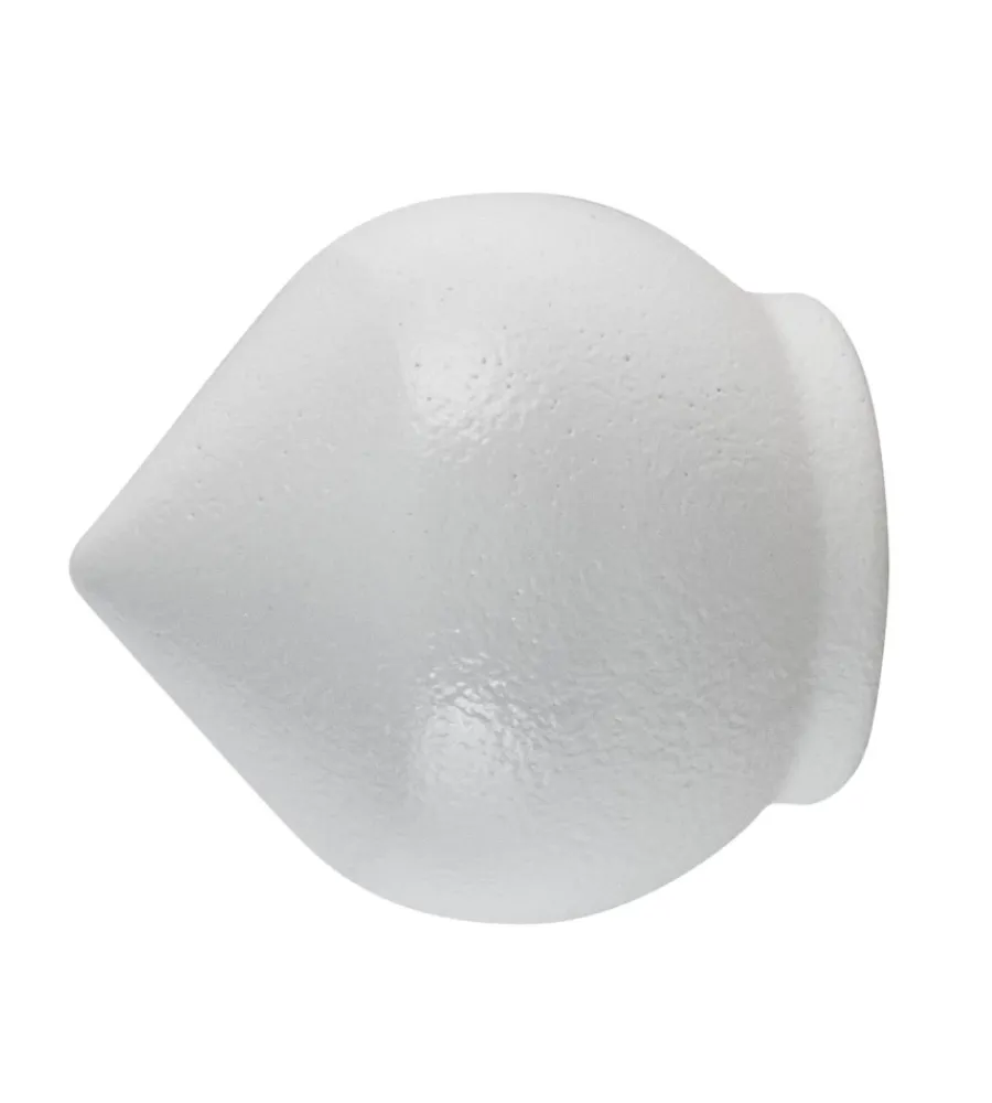 Tessile D'Arredo- 2 pomoli bianchi a bulbo terminali per tubo tende diametro 20 mm