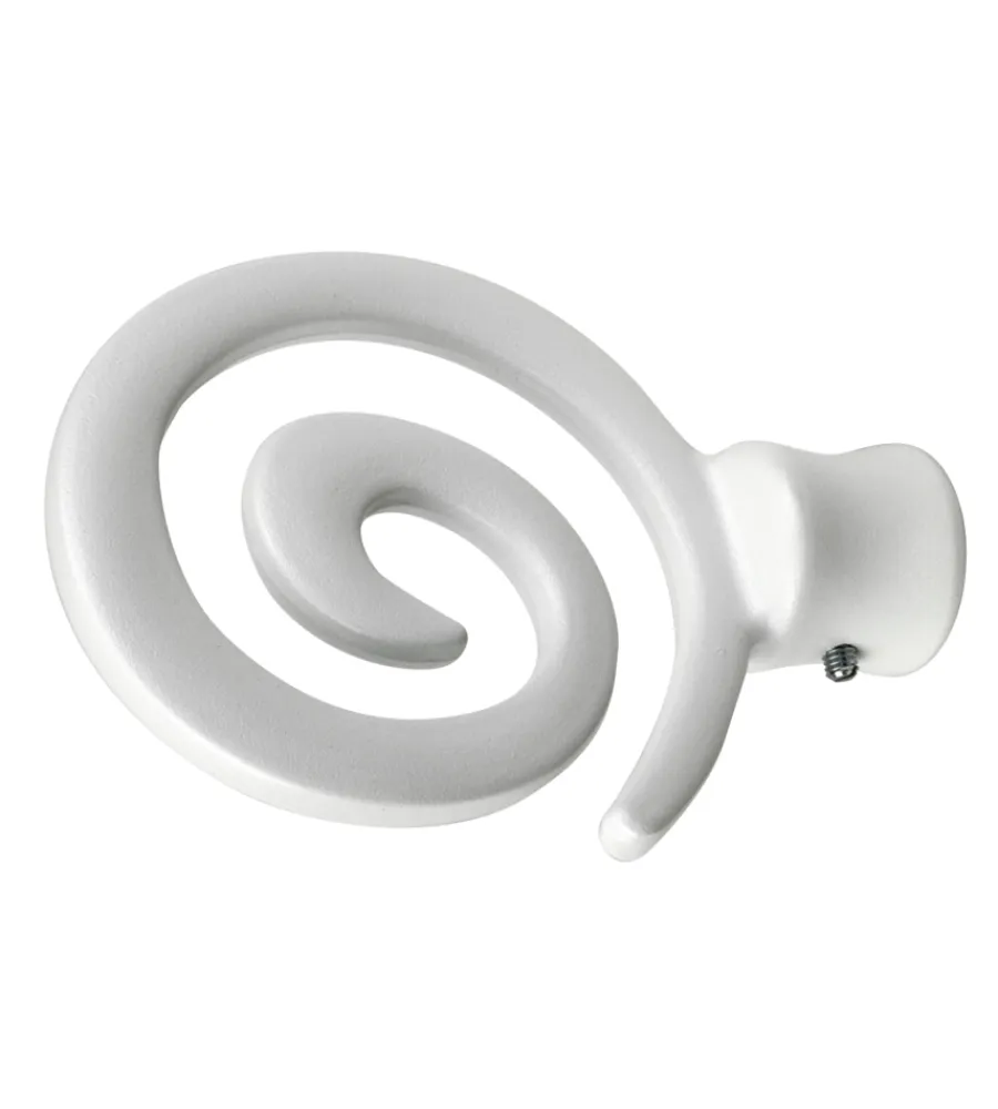 Tessile D'Arredo- 2 pomoli bianchi a spirale terminali per tubo tende diametro 20 mm