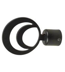 Tessile D'Arredo- 2 pomoli neri a cerchio terminale per tubo tende diametro 20 mm