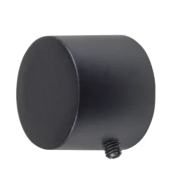 Tessile D'Arredo- 2 pomoli neri a tappo terminale per tubo tende diametro 20 mm