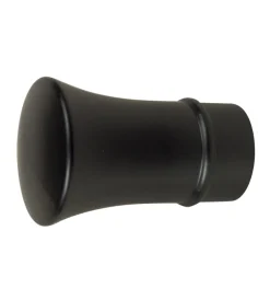 Tessile D'Arredo- 2 pomoli nero a tromba terminale per tubo tende diametro 20 mm