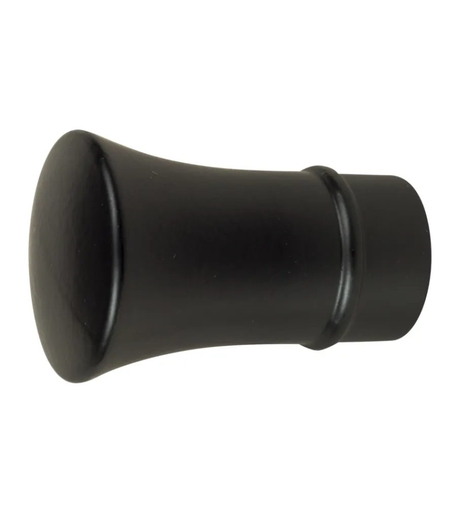 Tessile D'Arredo- 2 pomoli nero a tromba terminale per tubo tende diametro 20 mm