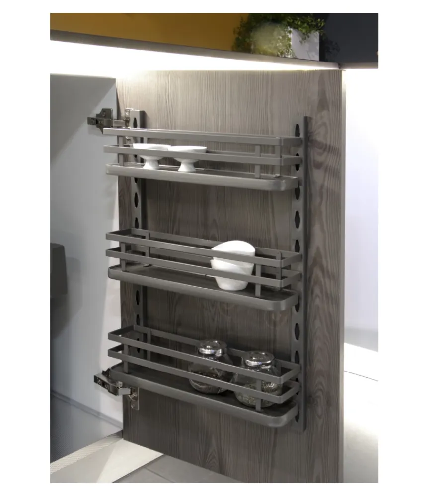 Emuca Accessori Cucina|3 portaspezie in acciaio antracite, 35x54,6x9,8 cm