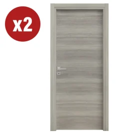 Porte, Scale E Pavimenti- 2 porte battenti da interno reversibili in rovere grigio, 70x210 cm