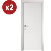 Porte, Scale E Pavimenti- 2 porte battenti da interno reversibili in frassino bianco, 80x200 cm
