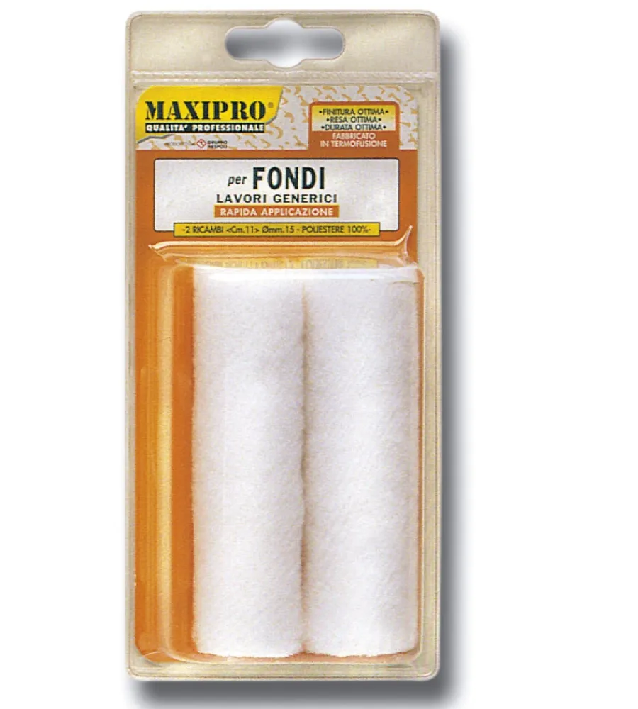 Rulli-Minirulli-Pertiche- 2 ricambi minirullo poliestere bianco 11 cm.