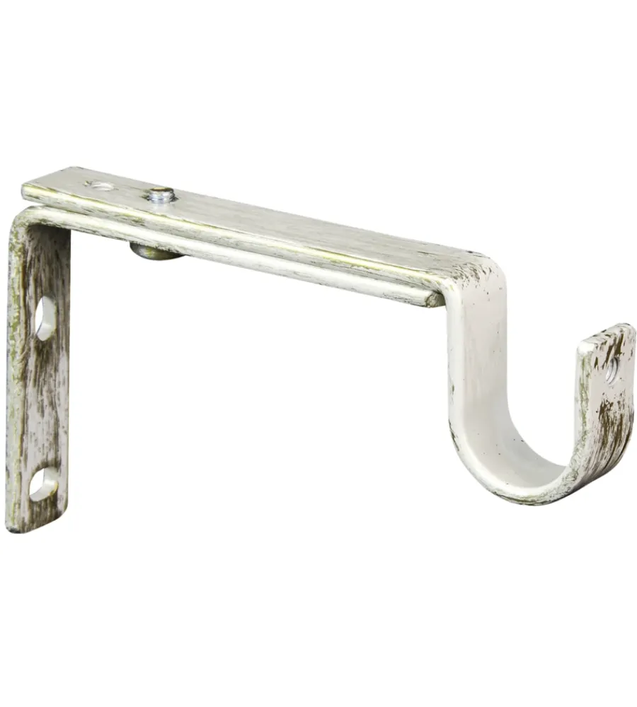 Tessile D'Arredo|2 supporti 11-15 cm avorio oro piattina per tubo tenda diametro 20 mm
