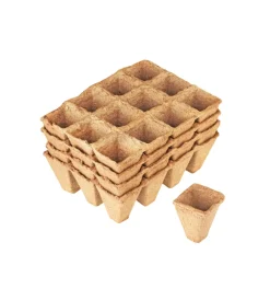 Coltivazione E Cura- 48 vasetti biodegradabili, quadrati 4 cm