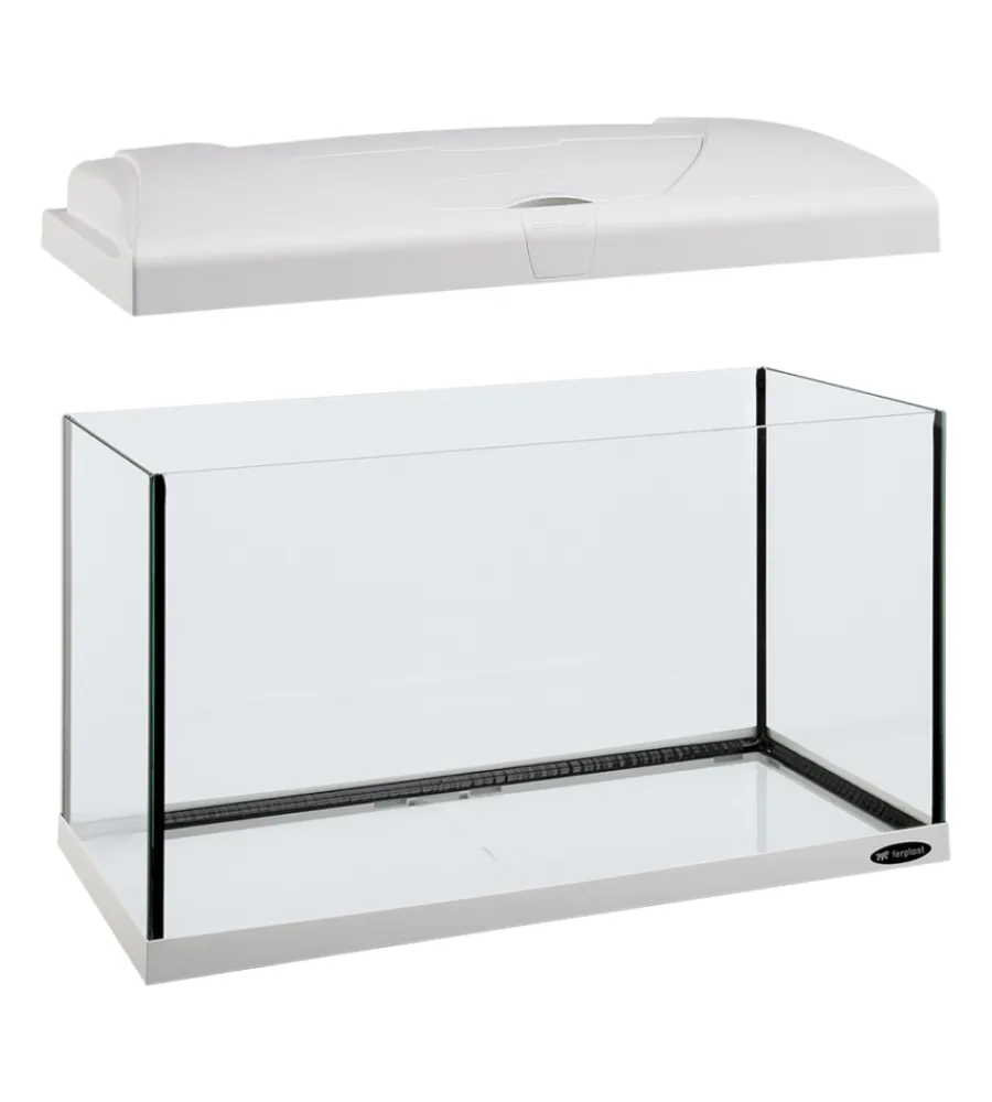 Acquariologia-Ferplast Acquario capri 80 bianco con led - 80 x 31.5 x h 46.5 cm, 100 l -