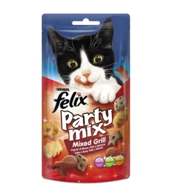 Purina Alimenti Secco Gatto|Alimento gatto "felix party mix mixed grill" con manzo, pollo e salmone.