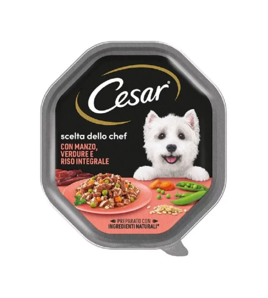 Outlet Alimento umido cani cesar "scelta dello chef" con manzo, riso e verdure 150 gr Alimenti Umido Cane