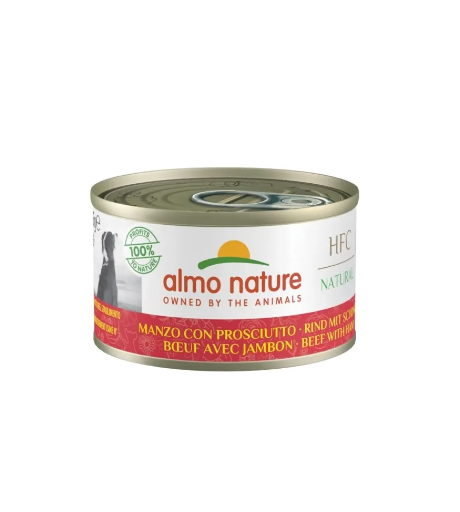 Alimenti Umido Cane-Almo Nature Alimento umido per cani "hfc" con manzo e prosciutto 95 gr