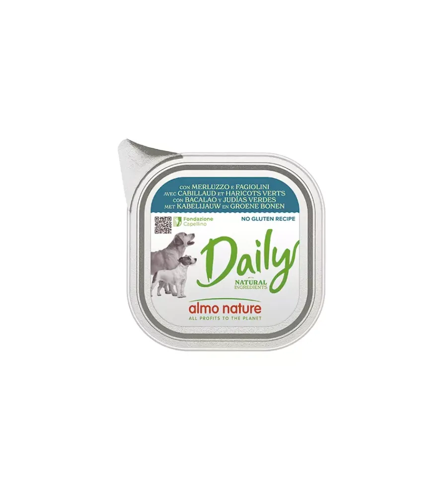 Almo Nature Alimenti Umido Cane|Alimento umido per cani "daily" con merluzzo e fagiolini 300 gr