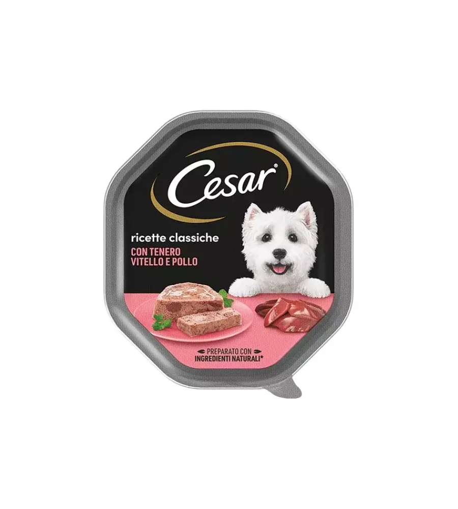 Alimenti Umido Cane|Alimento umido per cani cesar "ricette classiche" con vitello e pollo 150 gr