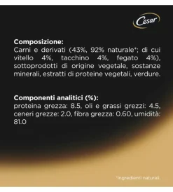 Alimenti Umido Cane|Alimento umido per cani cesar con vitello e tacchino 150 gr