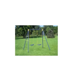 Giochi E Casette Bimbo|Altalena doppia per bambini essenza "2 misura" in acciaio e plastica colore blu 209x142x182 cm
