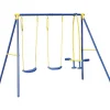 Giochi E Casette Bimbo- Altalena per bambini doppia con cavalluccio essenza "4 misura" in acciaio e plastica colore blu 261x142x182 cm