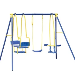 Altalena per bambini essenza "5 misura" con seggiolino, cavalluccio e gondola in acciaio e plastica colore blu 270x142x182 cm Giochi E Casette Bimbo