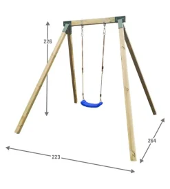 Giochi E Casette Bimbo-Domus Altalena singola in legno "single diego" 223x264x226 cm