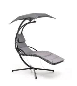 Mobili Da Giardino E Accessori- Amaca da giardino sospesa "playa" imbottita, colore grigio - 180x108x195 cm