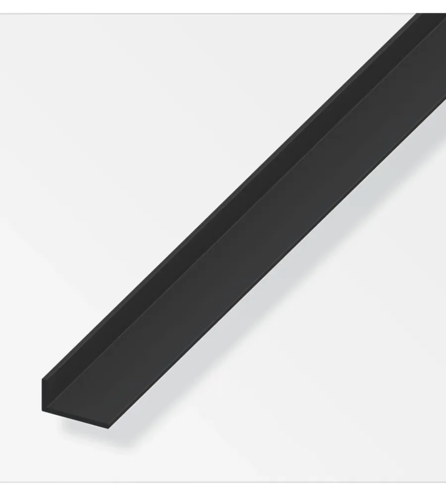 Ferramenta Per Mobili E Infissi-Alfer aluminium Angolare pvc nero 20x10x1 - 1 metro.