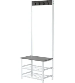 Discount Appendiabiti con 3 ripiani in metallo bianco e cemento, 60x40x175 cm Decorazione Ambienti