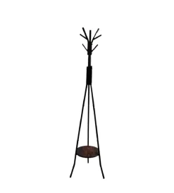 Decorazione Ambienti-BellaHome Appendiabiti in metallo con piano portaoggetti in mdf 35x35x180 cm