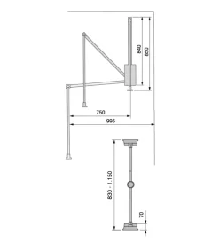 Clearance Appendiabiti saliscendi regolabile moka, 83-115 cm Armadi