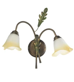 Onli Illuminazione Per Interno|Applique 2 luci "quercia" in ferro e vetro, e14