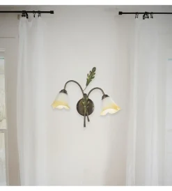 Onli Illuminazione Per Interno|Applique 2 luci "quercia" in ferro e vetro, e14