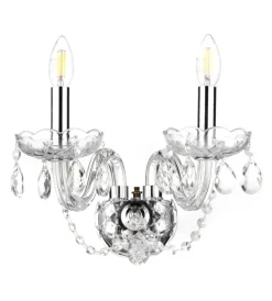 Online Applique a 2 luci "svetlana" cristallo/cromo, e14 Illuminazione Per Interno