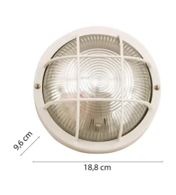 Velamp Illuminazione Per Esterno|Applique bianca tonda in plastica e vetro e27, 60w
