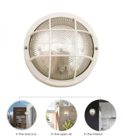 Velamp Illuminazione Per Esterno|Applique bianca tonda in plastica e vetro e27, 60w