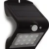 Illuminazione Per Esterno- Applique da esterno solare crepuscolare con sensore di movimento colore nero, 1,5 w 4000 k